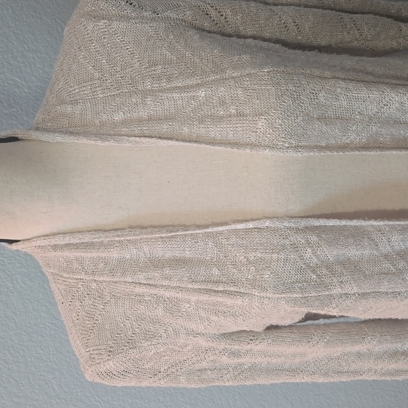 EILEEN FISHER Open Front Cardigan Cotton Linen Blend Cream Sz Petite Lrg - Picture 2 of 12